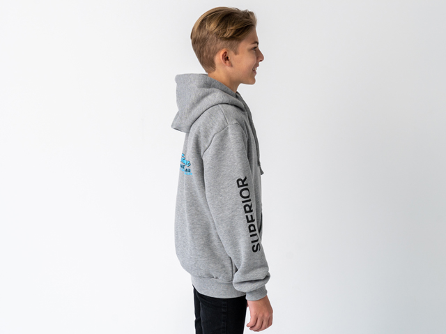 Superior Youth Hoodie Grey Marle with Sleeve Logo (Each) - SUP-HOODIE-LOGO-Y-GREY-XXX